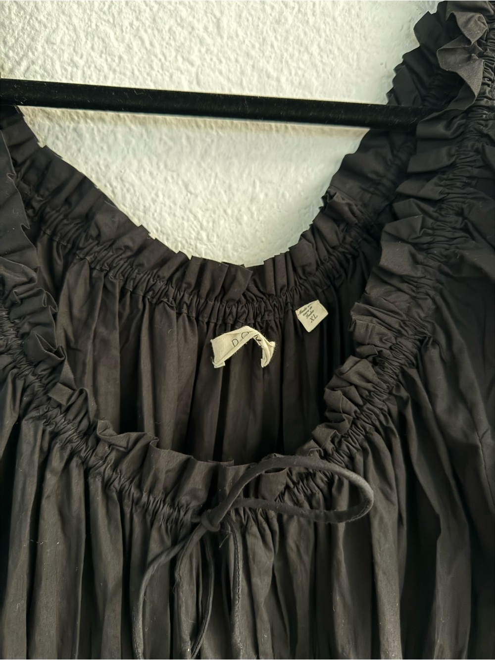 DÔEN Ischia Smocked Puff Sleeve Midi Dress Black Size XL - Picture 7 of 10